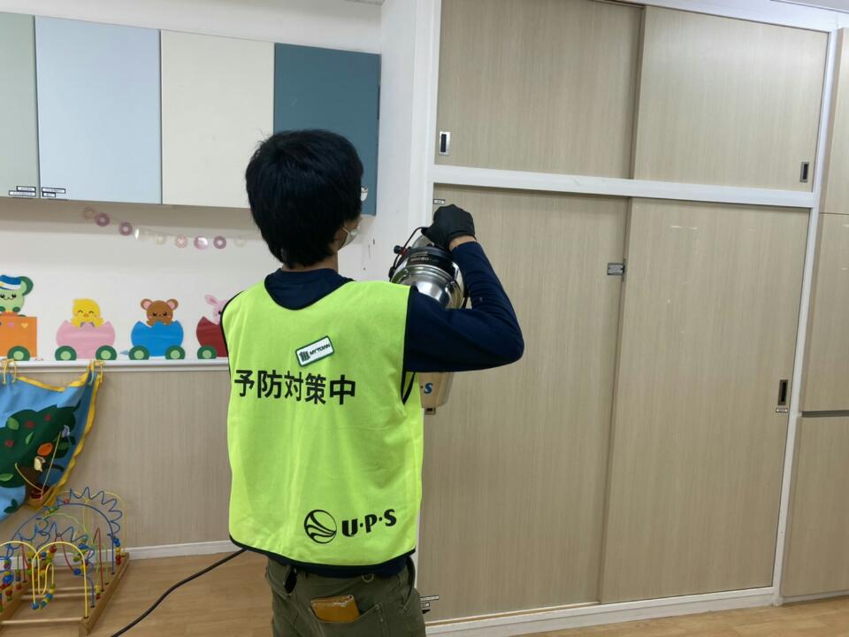 朝霞市認可保育園メリーポピンズ3店舗の予防消毒をボランティアで行いました。